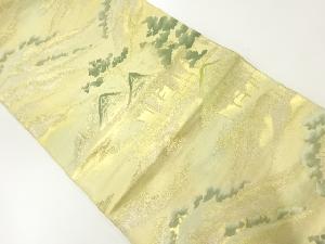 アンティーク　山並み風景模様織出し袋帯（材料）